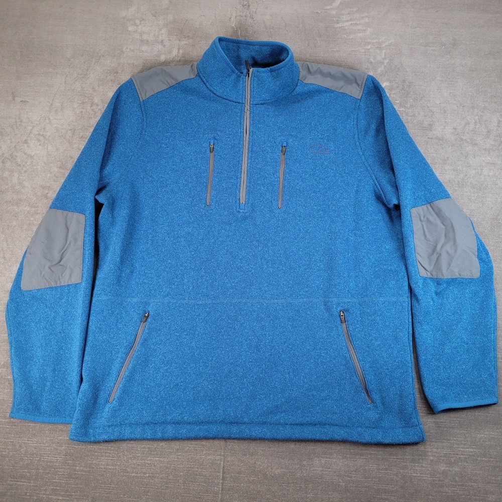 LL Bean Y2K Mens Fleece 1/4 Zip Pullover Sweater XXL Tall‎ Blue Grey Outdoor